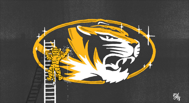 Truman the Tiger is on a later washing the MU logo