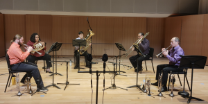A photo of the Mizzou Brass Quintet.