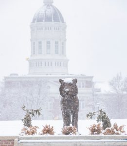 A photo of campus covered by snow.