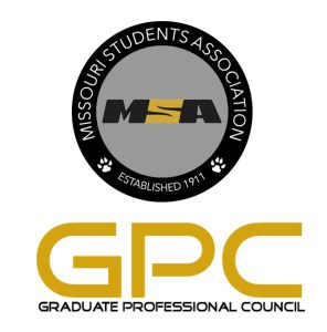 Logos for the Missouri Students Association and the Graduate Professional Council