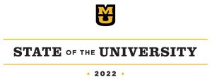 A logo for the 2022 State of the University address.
