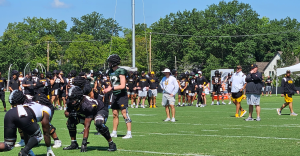 A photo of Mizzou Football practice in preparation for the coming football season.