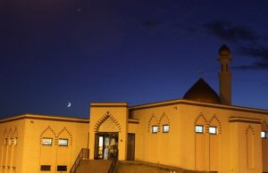 The Islamic Center of Central Missouri at dusk.