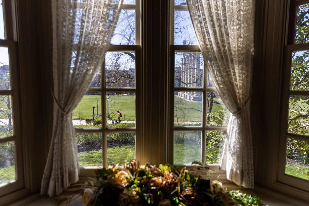 View of the Quad from inside the Chancellor’s Residence