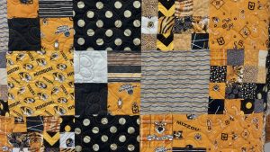 Closeup of Julianna’s Mizzou-inspired quilt.