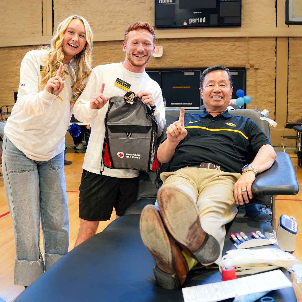 Megan Fox, Jacob Dofing and President Choi at the 2024 Homecoming Blood Drive