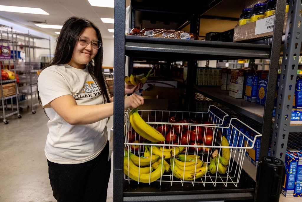 A Tiger Pantry volunteer