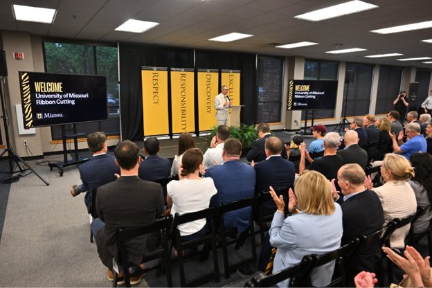 School of Medicine Dean Richard Barohn provides remarks during the ribbon cutting ceremony