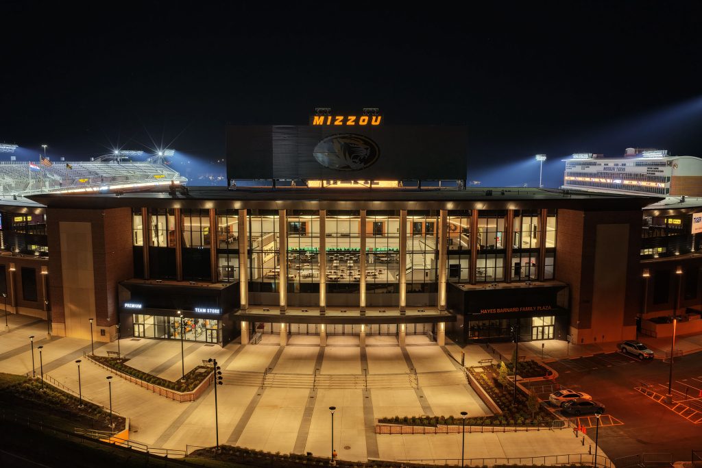 The new North End Zone at night