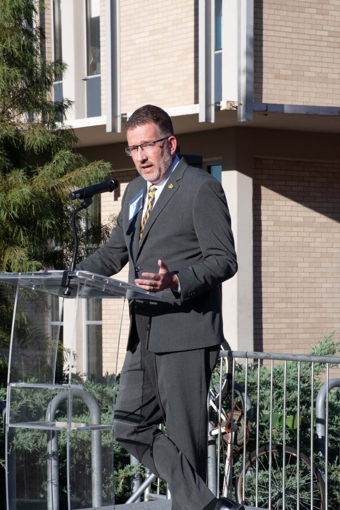 Interim Vice Provost for Undergraduate Studies Graham McCaulley at the 50th anniversary celebration on Lowry Mall